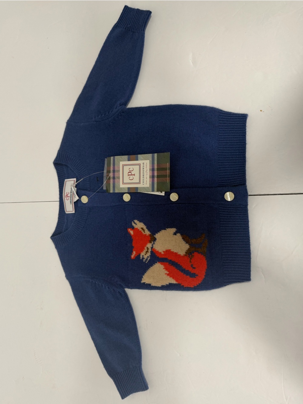 Navy Fox Knit Cardigan for Kids by children’s wear